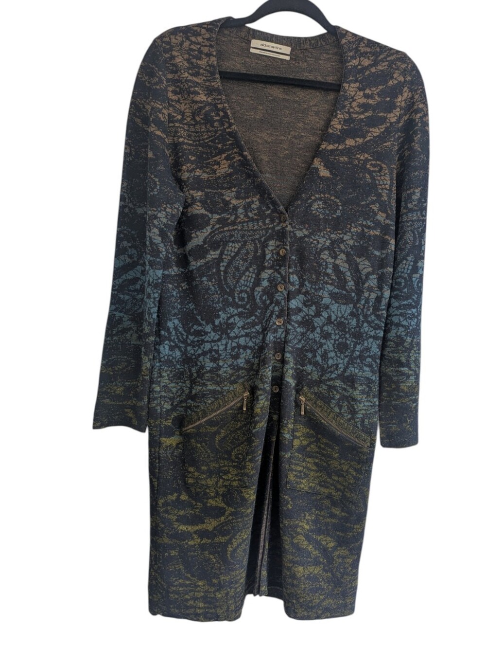 Aldo Martins Wool Blend Floral Lace Print Button Cardigan